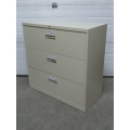 Beige 42" 3 Drawer Lateral File Cabinet, Locking